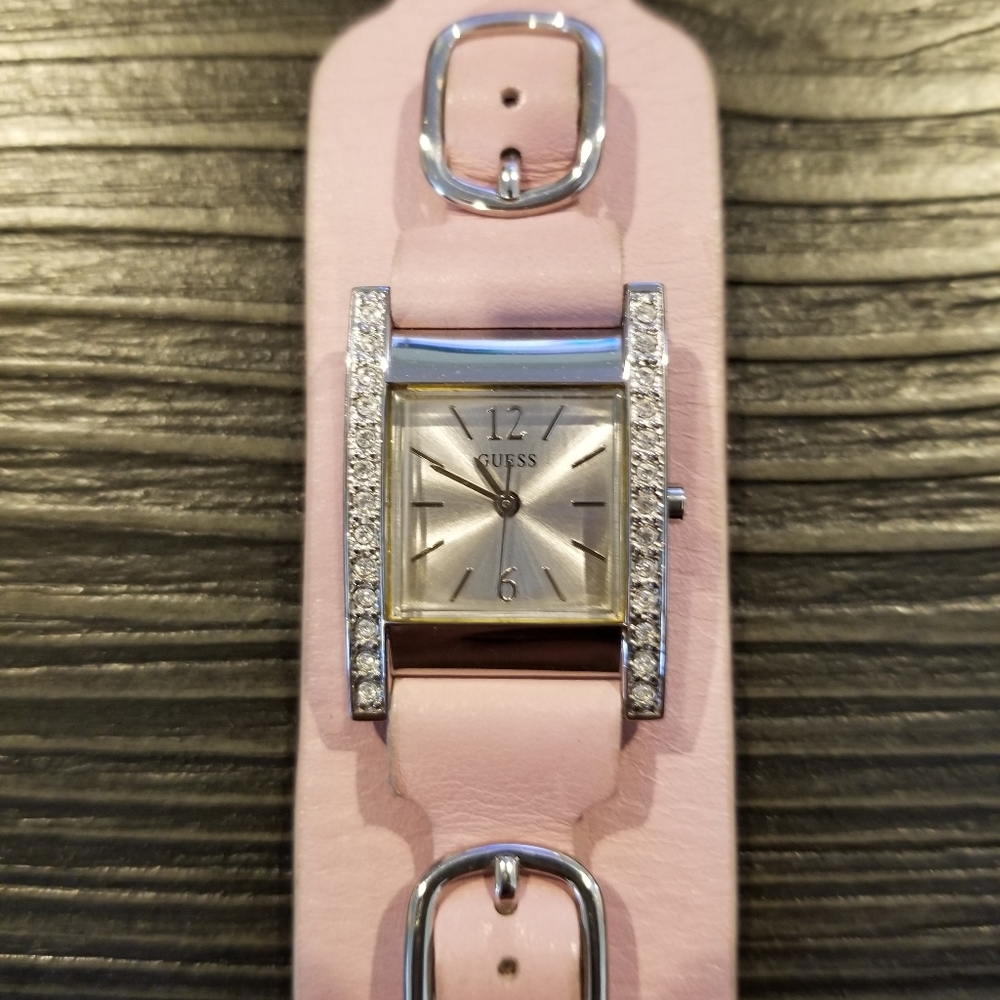 Guess Leather Strap Watch